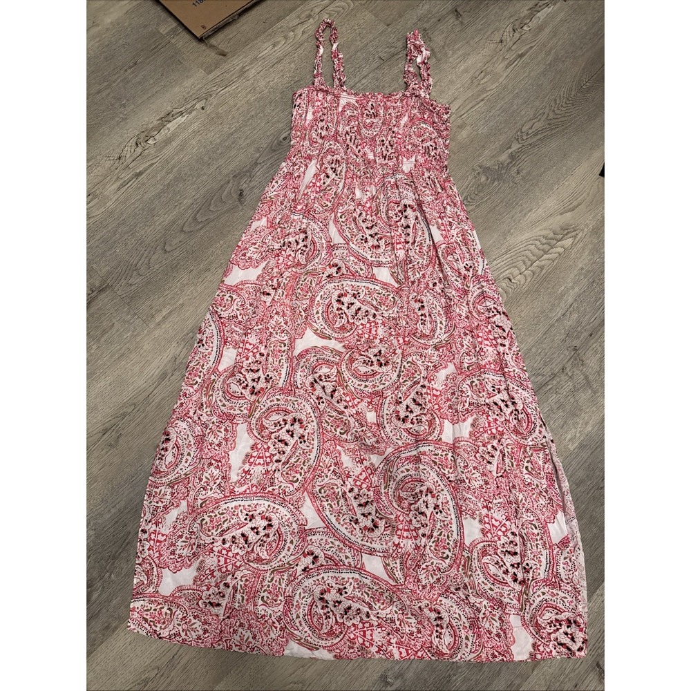 Calvin Klein Maxi Dress Size Sm Pink Paisley Sundress Flowy Lightweight Beachy